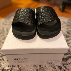 Balmain Embossed Leather Slides Never Worn